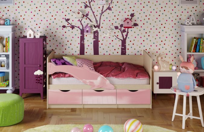 Детская кровать Дельфин. Розовый