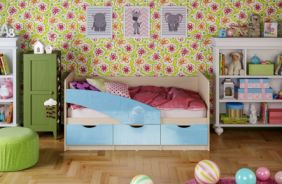 Детская кровать Бабочки. Голубой
