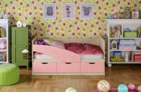 Детская кровать Бабочки (матовый) 1.8 м. Розовый