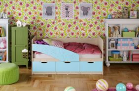 Детская кровать Бабочки. Голубой