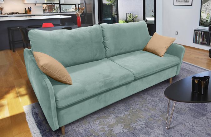 Прямой диван Бэст V. Ткань дивана: Velutto 14; ткань подушек: Velutto 02