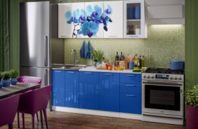 Кухня фотопечать Орхидея синяя. Готовое решение 1,8