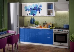Кухня фотопечать Орхидея синяя ( готовое решение 1,8 )
