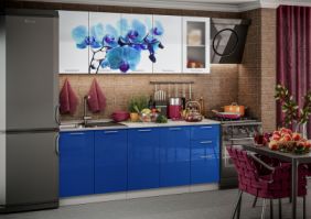 Кухня фотопечать Орхидея синяя ( готовое решение 2,0 )