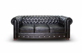 Прямой кожаный диван Честер. Black