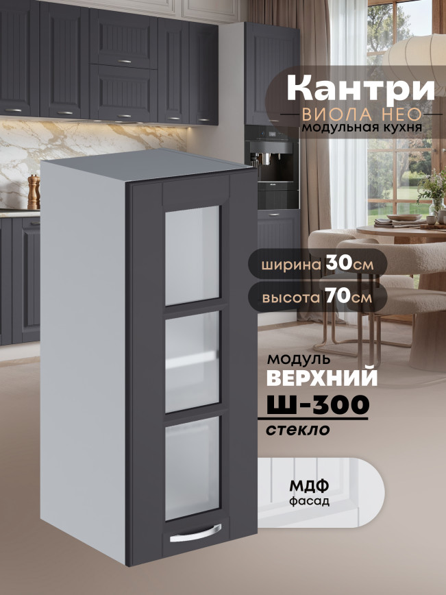 Кухонный модуль навесной Виола Нео Кантри Ш-300-стекло Матовый