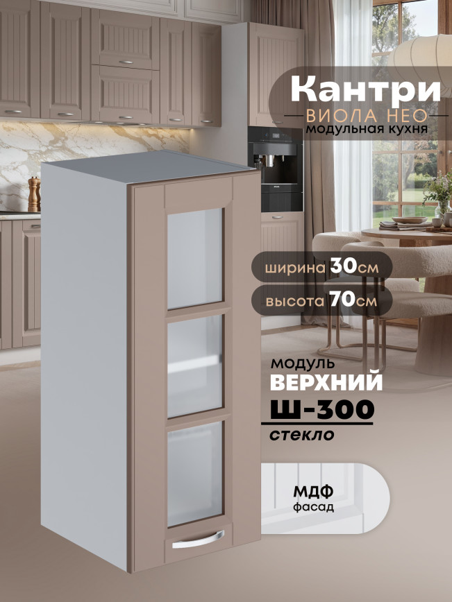 Кухонный модуль навесной Виола Нео Кантри Ш-300-стекло Матовый
