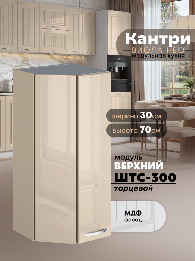 Кухонный модуль навесной торцевой Виола Нео Кантри ШТС-300 Глянцевый