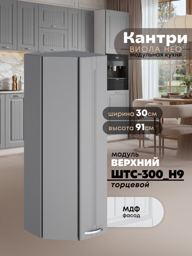 Кухонный модуль навесной торцевой Виола Нео Кантри ШТС-300(Н9) Матовый