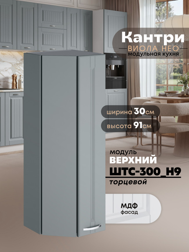 Кухонный модуль навесной торцевой Виола Нео Кантри ШТС-300(Н9) Матовый