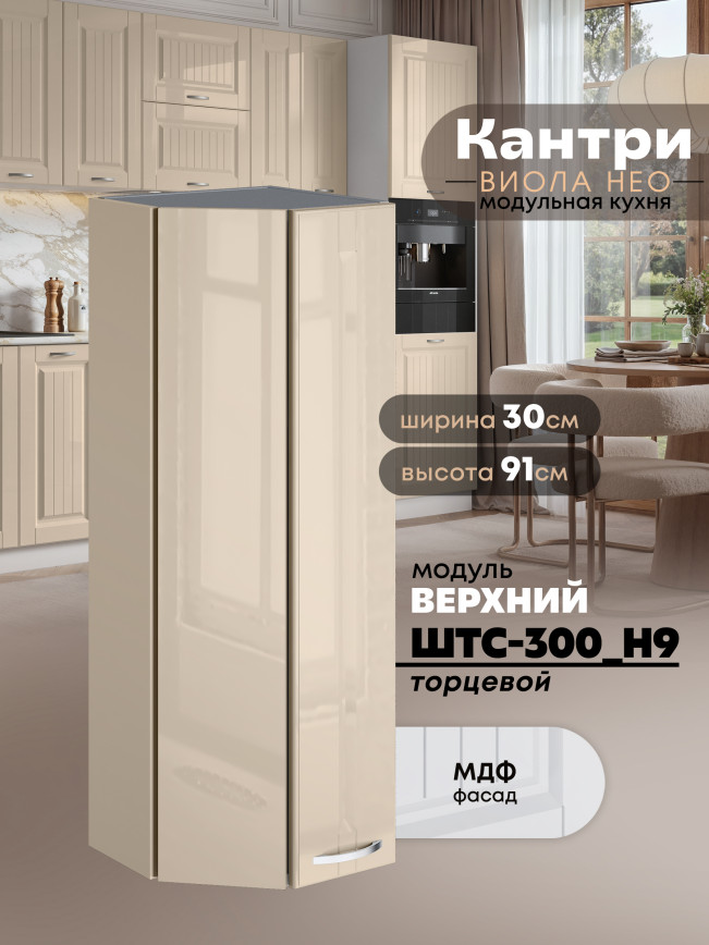 Кухонный модуль навесной торцевой Виола Нео Кантри ШТС-300(Н9) Глянцевый