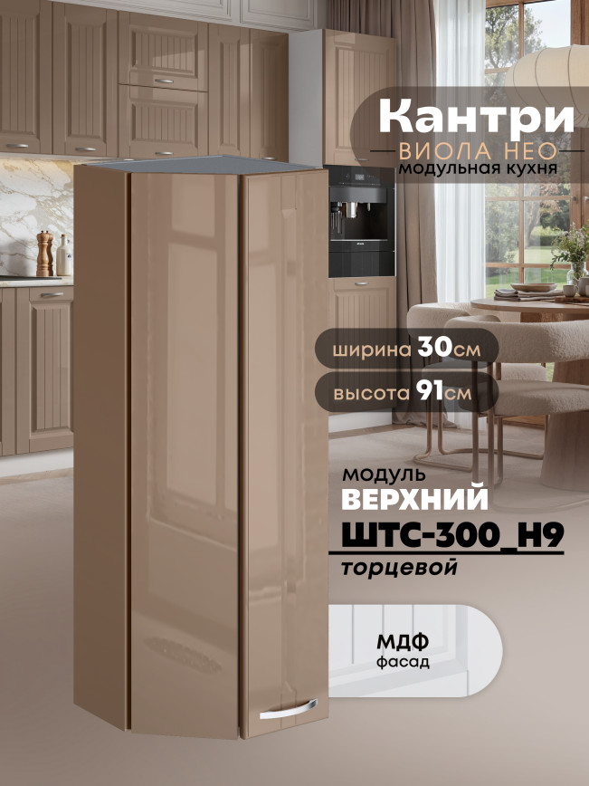 Кухонный модуль навесной торцевой Виола Нео Кантри ШТС-300(Н9) Глянцевый